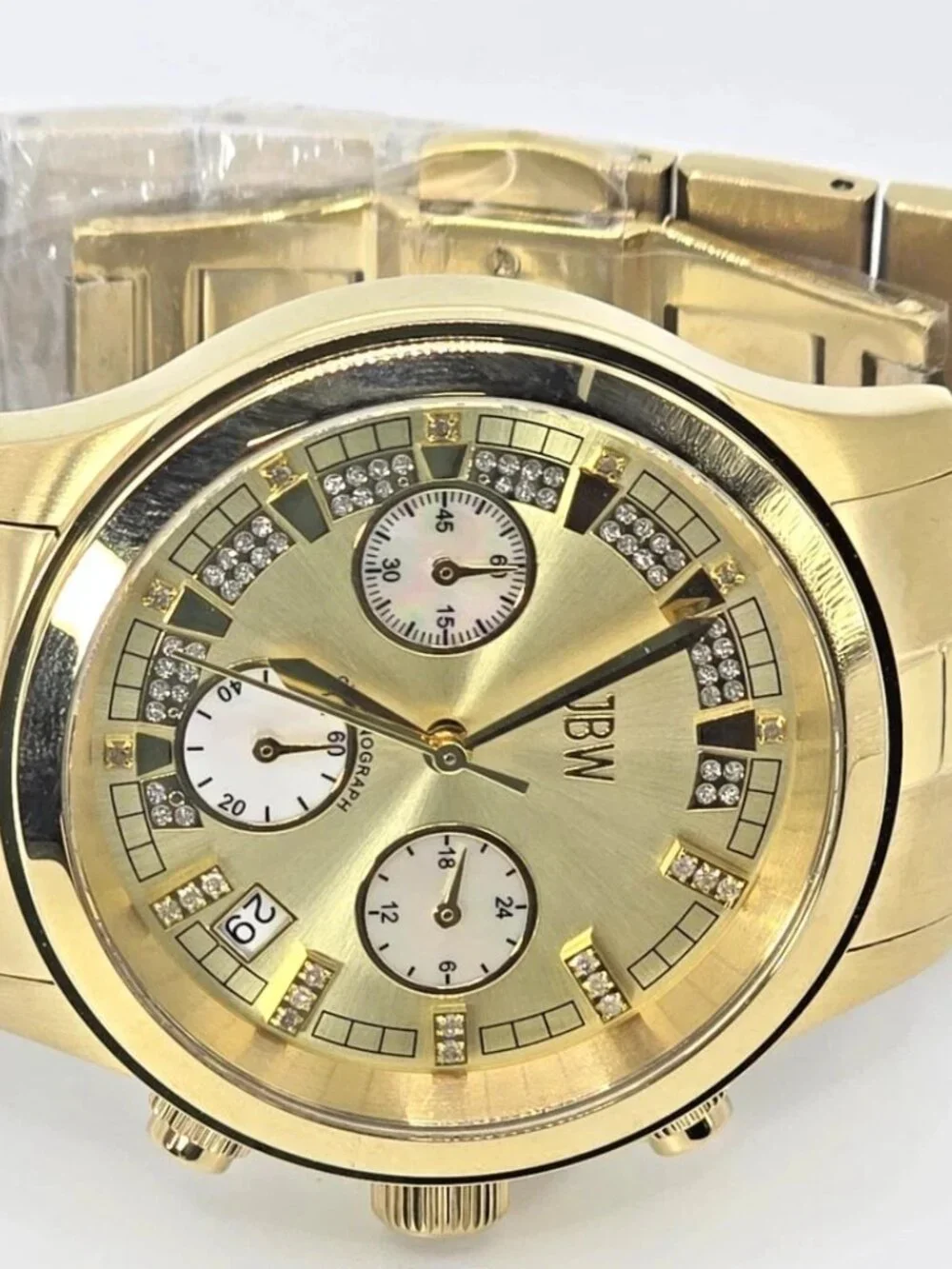JBW Alessandra JB-6217-E Gold Tone Diamond Chronograph Womens Watch 38mm
